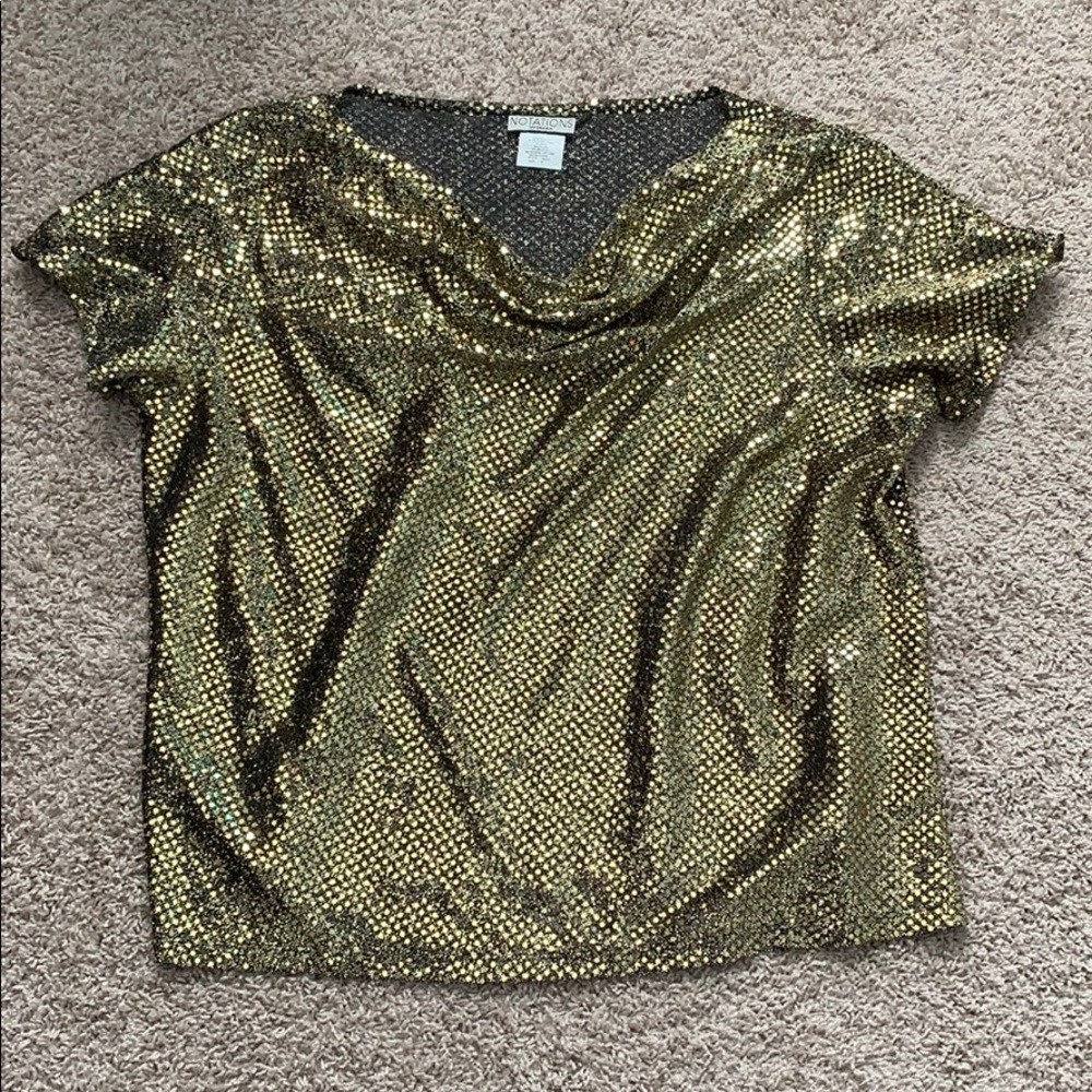 Gold draped neck blouse